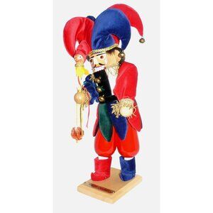 Steinbach Jester Nutcracker Handmade Germany Box Red Blue Velvet 18"Figure